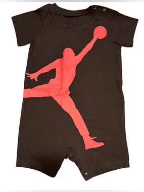 Jordan Black Baby Romper with Large Red Jumpman Graphic